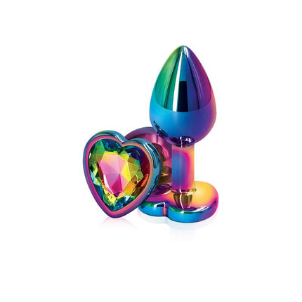 Rear Assets Multi Coloured Heart Small Butt Plug Front View