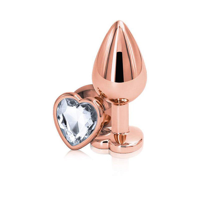 Rear Assets Rose Gold Heart Medium Butt Plugs