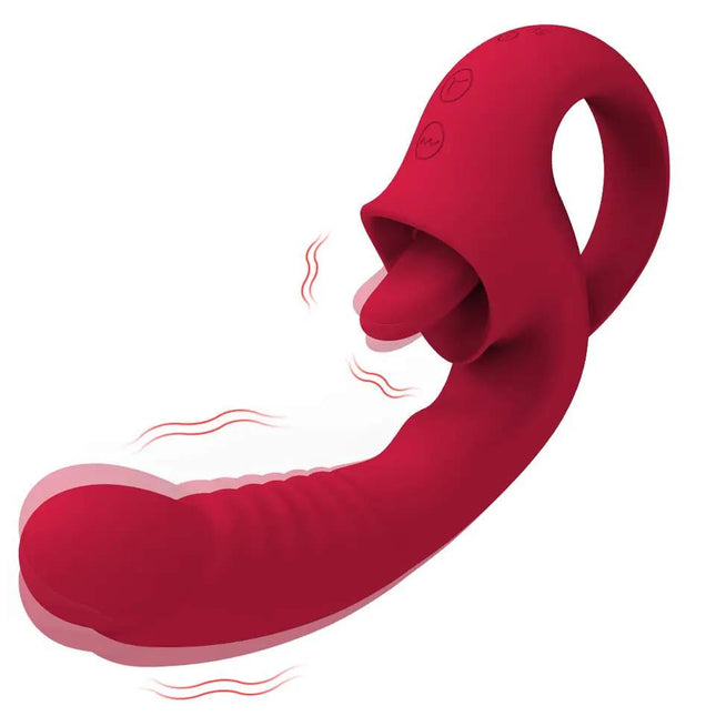 Red G Spot Tongue Licking Rose Vibrator