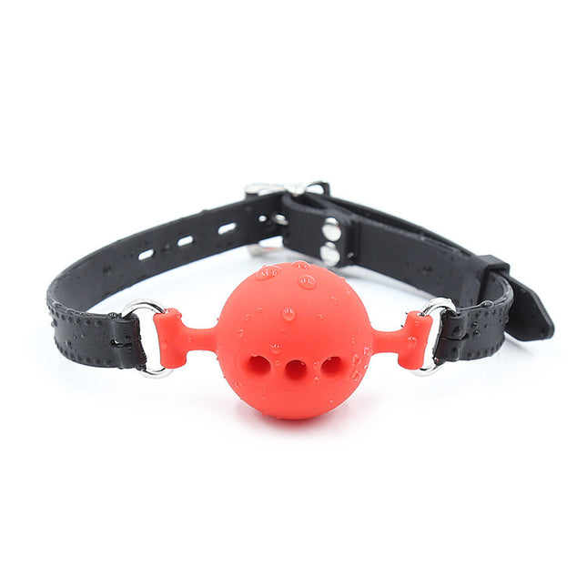 Red Leather Silicone Gag Ball