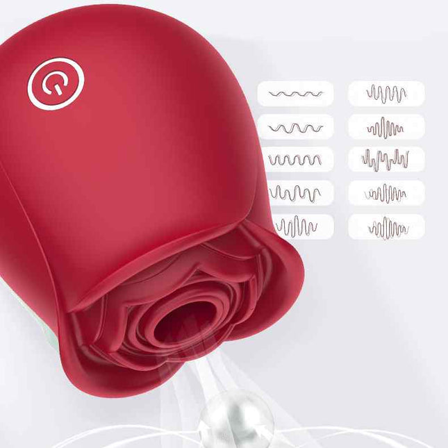 Red Strong Suction Rose Toy Vibrator 10 Vibration Modes Diagram