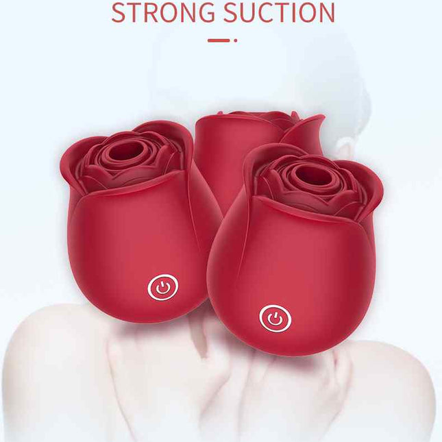 Red Strong Suction Rose Toy Vibrator in group of 3 sex toys