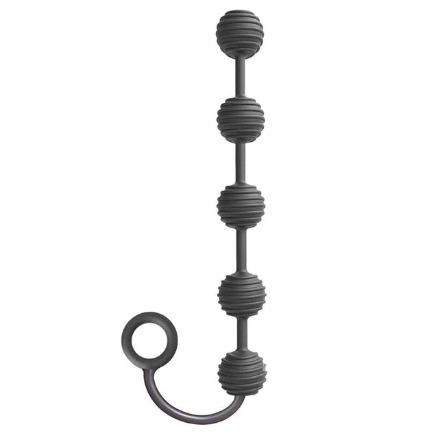 S-Drops Silicone Black Anal Beads Side View