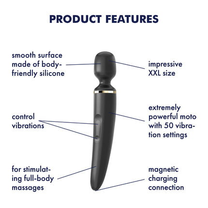 Satisfyer Wand-er Black Massager Wand Features