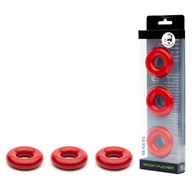 Sport Fucker Rubber Cockring - Red with case front view