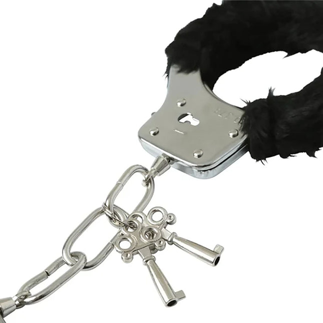 Sex & Mischief Furry Handcuffs - Black