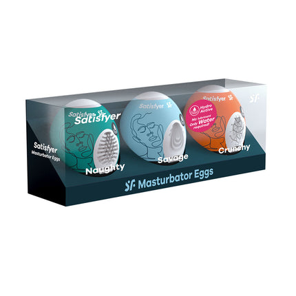 Satisfyer Masturbator Eggs - Mixed 3 Pack #2 in Black Box