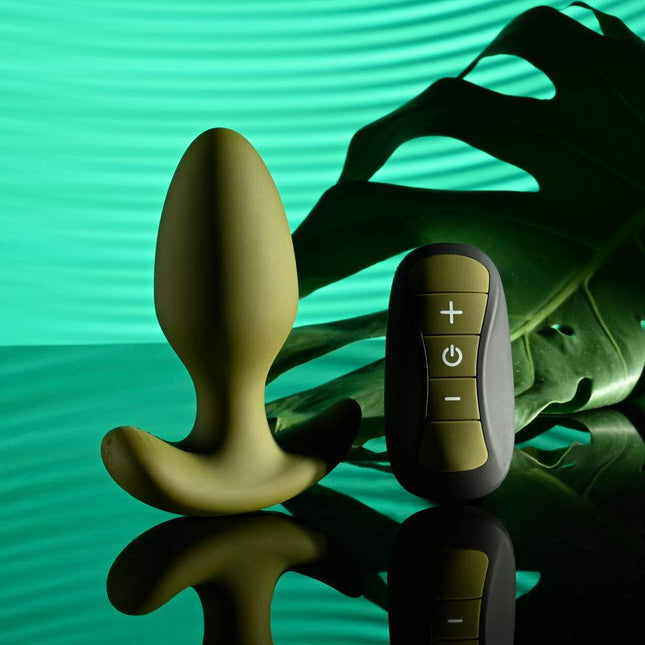 Selopa THE COLONEL Green Vibrating Butt Plug with Remote Control Front View