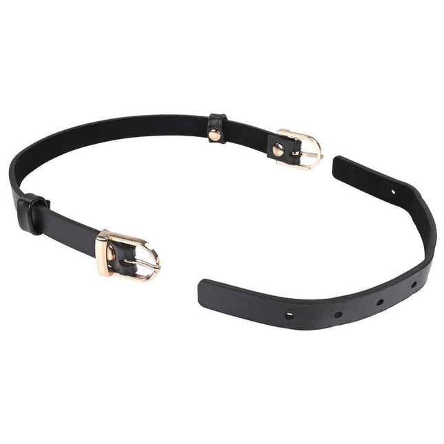 Sex & Mischief Double Buckle Day Collar Black and Gold Loose