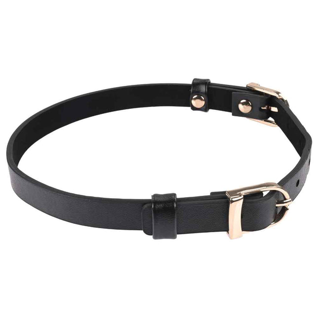 Sex & Mischief Double Buckle Day Collar with Gold Buckle