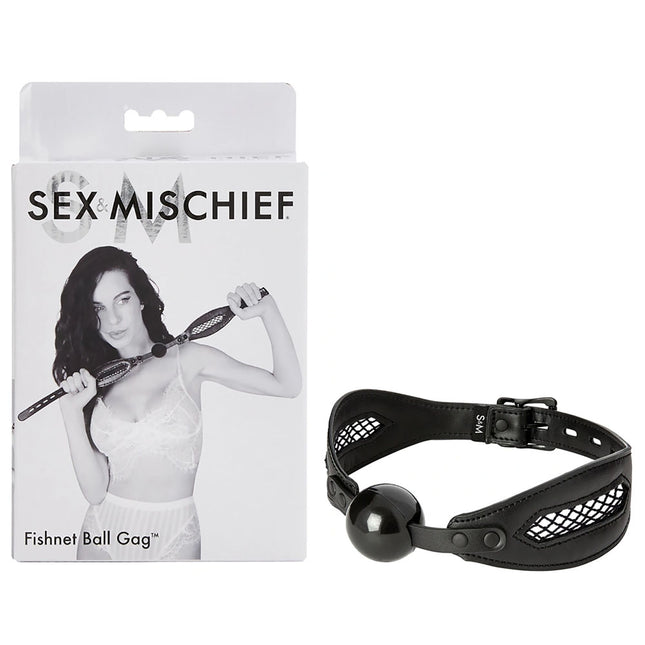 Sex & Mischief Fishnet Ball Gag with Female Sexy Look Case