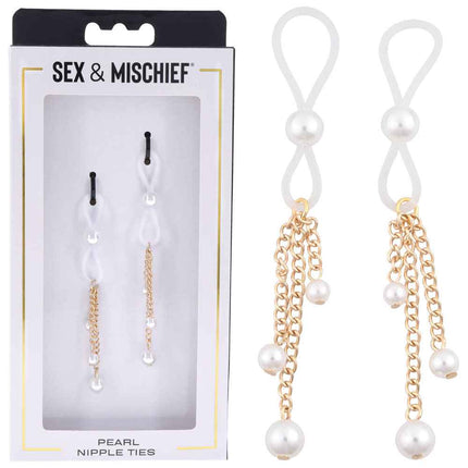 Sex & Mischief Pearl Nipple Ties Including Box