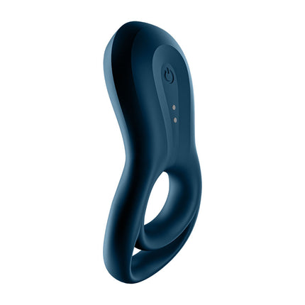 Side on View of Navy Blue Satisfyer Cock Ring