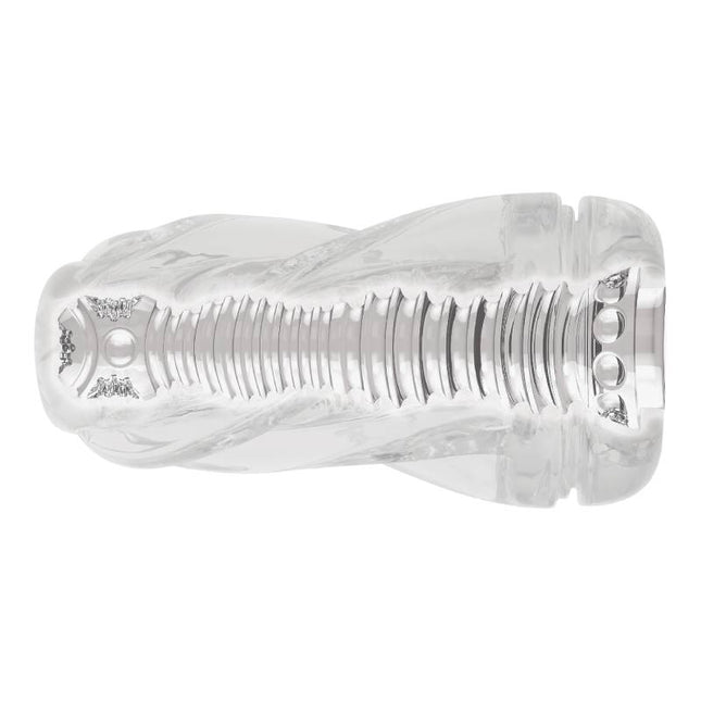 Side on View of Zero Tolerance Twist Clear Stroker Male Masturbator Cup