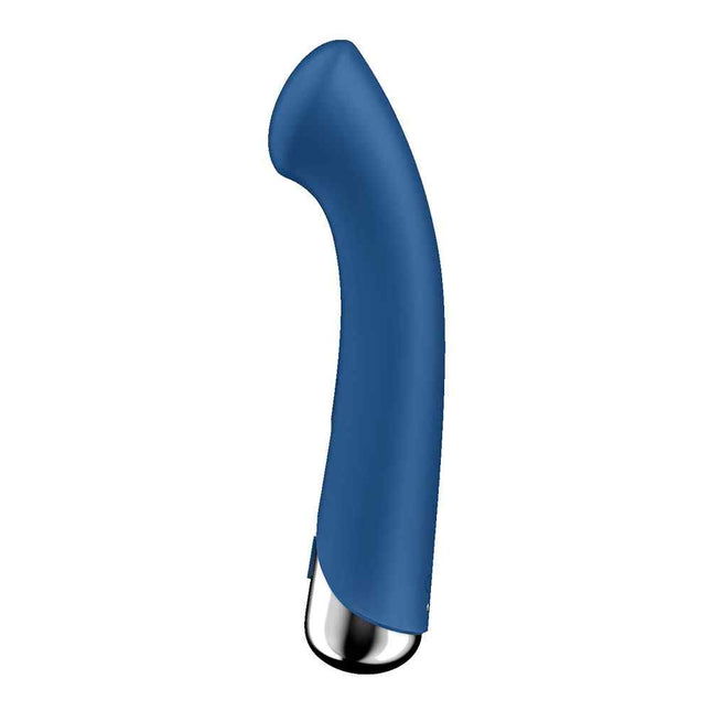 Side view of Blue Satisfyer Spinning G Spot 1 Vibrator