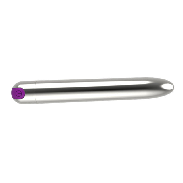 Silver 10 Speed Long Classic Bullet Vibrator Side View