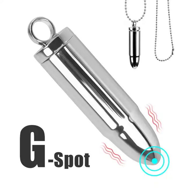 Silver Bullet Pendant Necklace Vibrator with G Spot Text