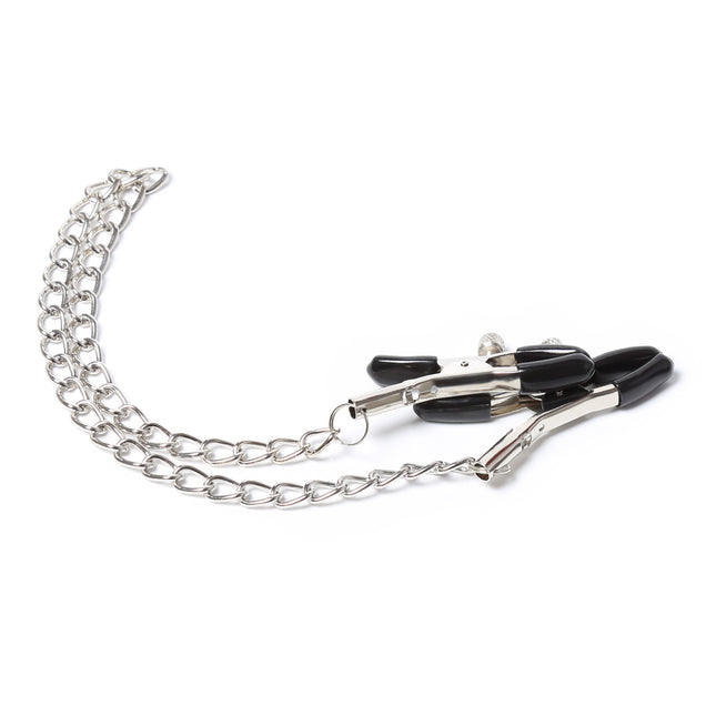 Silver Chain Black Nipple Clamps