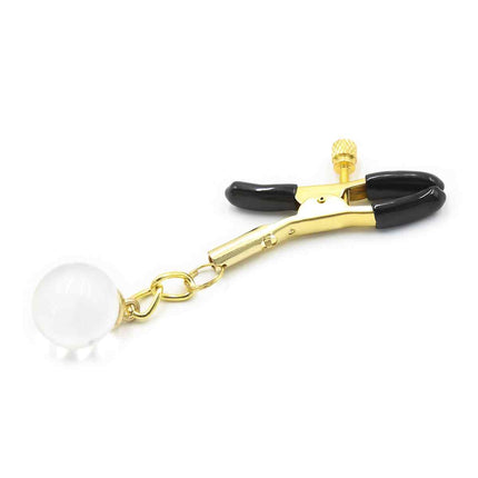 Gold Chain Nipple Clamps with Pearls