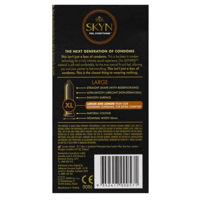 Skyn Large Soft Non-Latex Condoms 10 pack Information