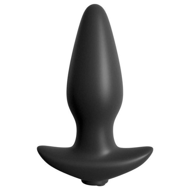 Silicone Black Vibrating Butt Plug Front View