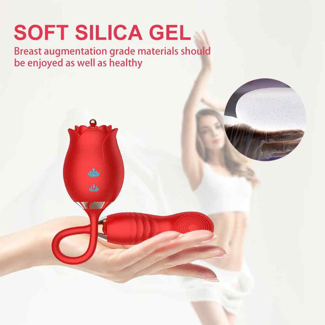 Soft Silica Gel Thrusting and Vibrating Rose Vibrator