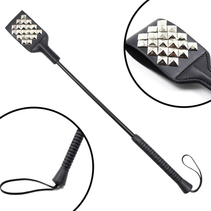 Strict 53cm Long Leather Riding Crop with Spikes BDSM