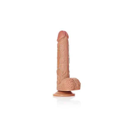 Tan REALROCK 8 Inch Realistic Suction Cup Dildo with Balls Side View