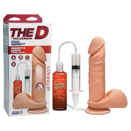 The D Perfect D Squirting 7'' Dildo with Balls & Box