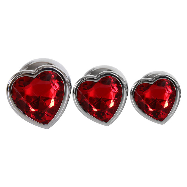 Three Hearts Gem Anal Plug Set front on View