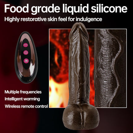 Thrusting Vibrating Heating Dildo 8 Inch Food Grade Liquid Silicone