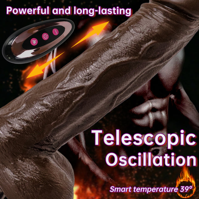 Thrusting Vibrating Heating Dildo 8 Inch Telescopic Oscillation