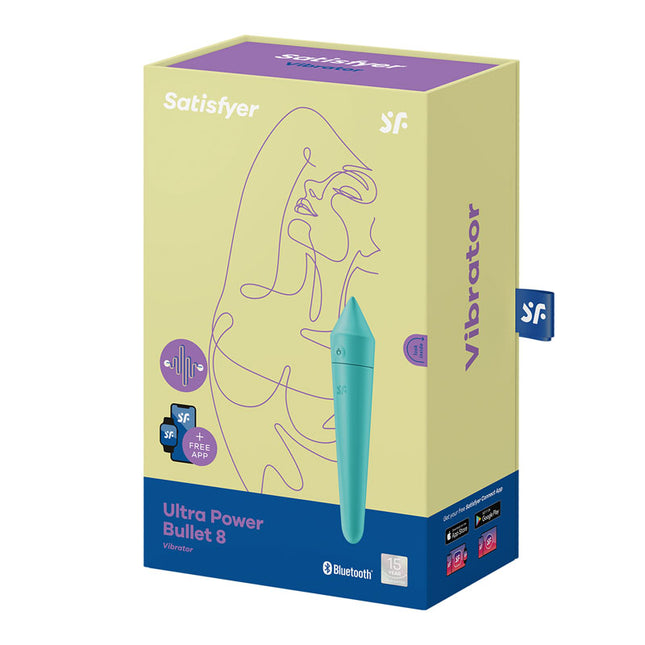 Turquoise Satisfyer Ultra Power Bullet 8 Vibrator with App Control Box Only