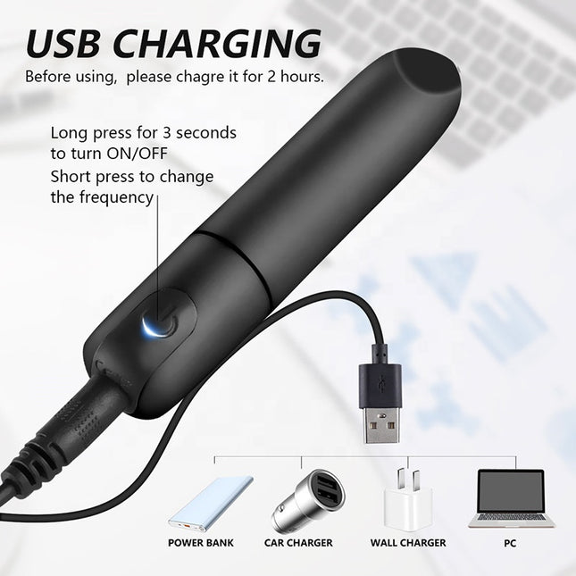 USB Rechargeable Power Bullet Vibrator How to Use Diagram