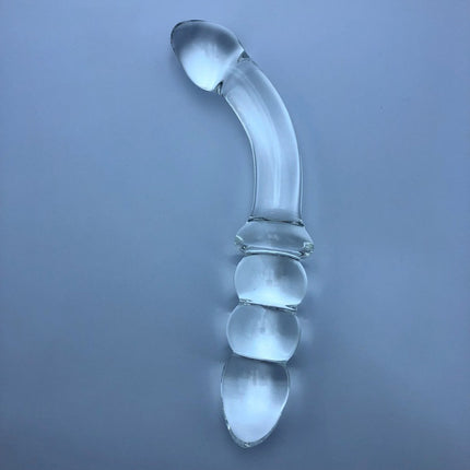 Upright Glass Double Ended Beaded G Spot Dildo