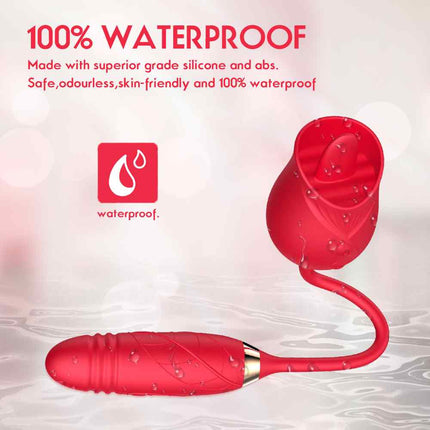 Waterproof Tongue Licking Double Ended Rose Toy