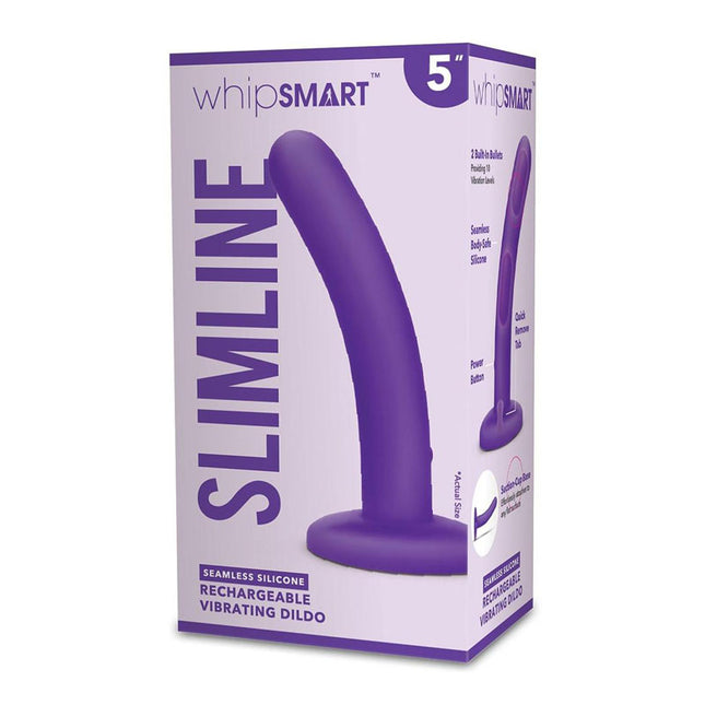 WhipSmart 5 Inch Slimline Vibrating Dildo Purple Box