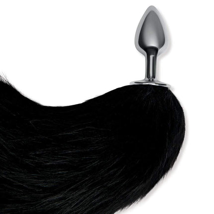 WhipSmart Furry Tales 14 Inch Black Fox Tail Side View