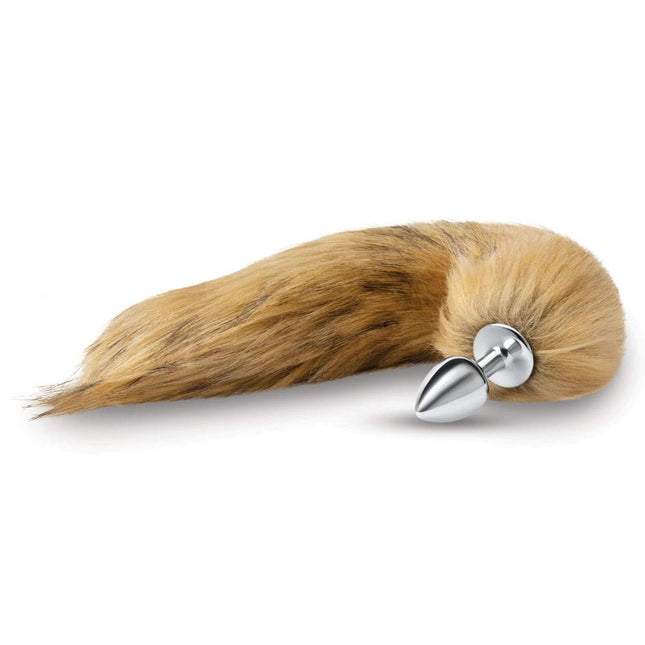 WhipSmart Furry Tales 14 Inch Brown Fox Tail Butt Plug on Ground