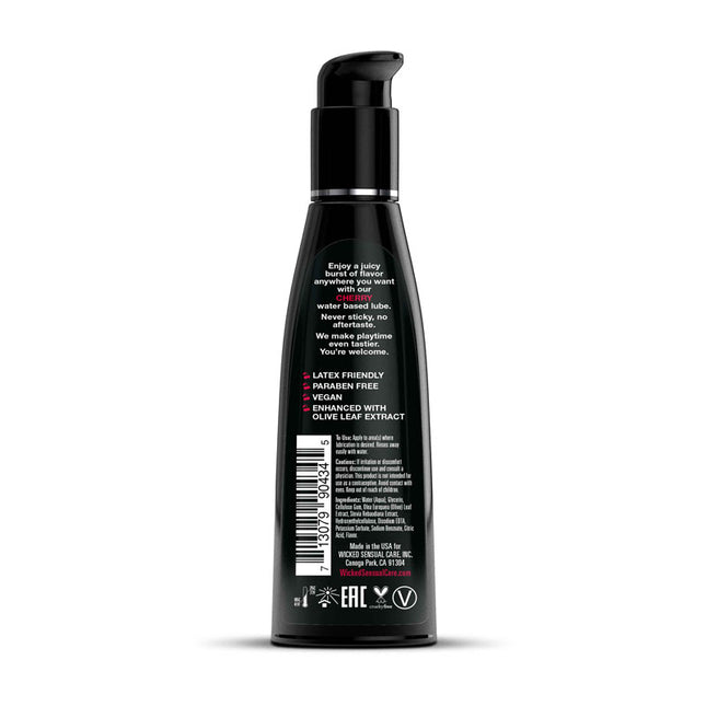 Wicked Aqua Cherry Water Based Lubricant 120ml Ingredients on Bottle