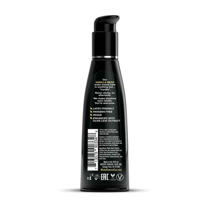 Wicked Aqua Vanilla Bean Water Based Lubricant 120ml Ingredients on Bottle