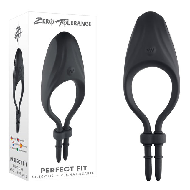 Zero Tolerance PERFECT FIT - Black USB Rechargeable Vibrating Lasso Cock Ring with Case