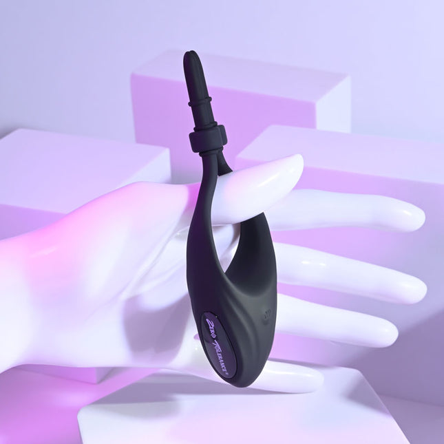 Hand Holding Zero Tolerance PERFECT FIT - Black Vibrating Lasso Cock Ring