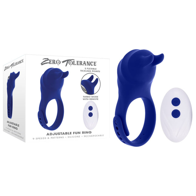 Zero Tolerance ADJUSTABLE FUN RING - Blue USB Rechargeable Cock Ring