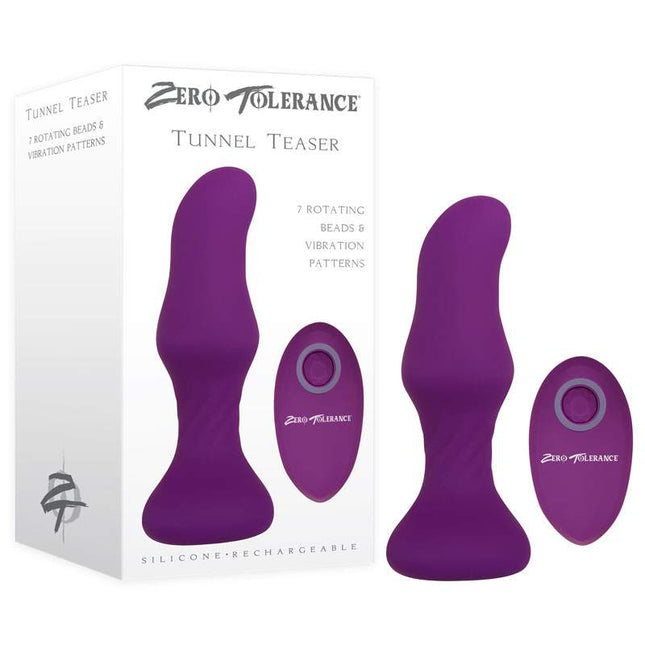 Zero Tolerance Tunnel Teaser Purple Butt Plug with Remote Control and Box