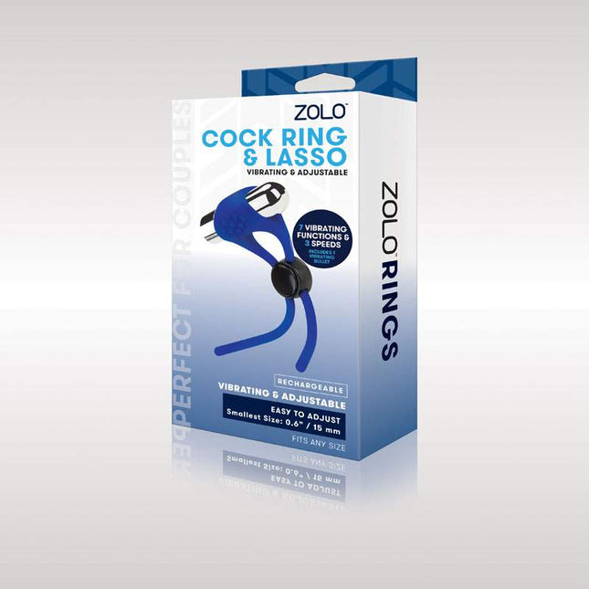 Zolo Rechargeable Cock Ring & Lasso Blue